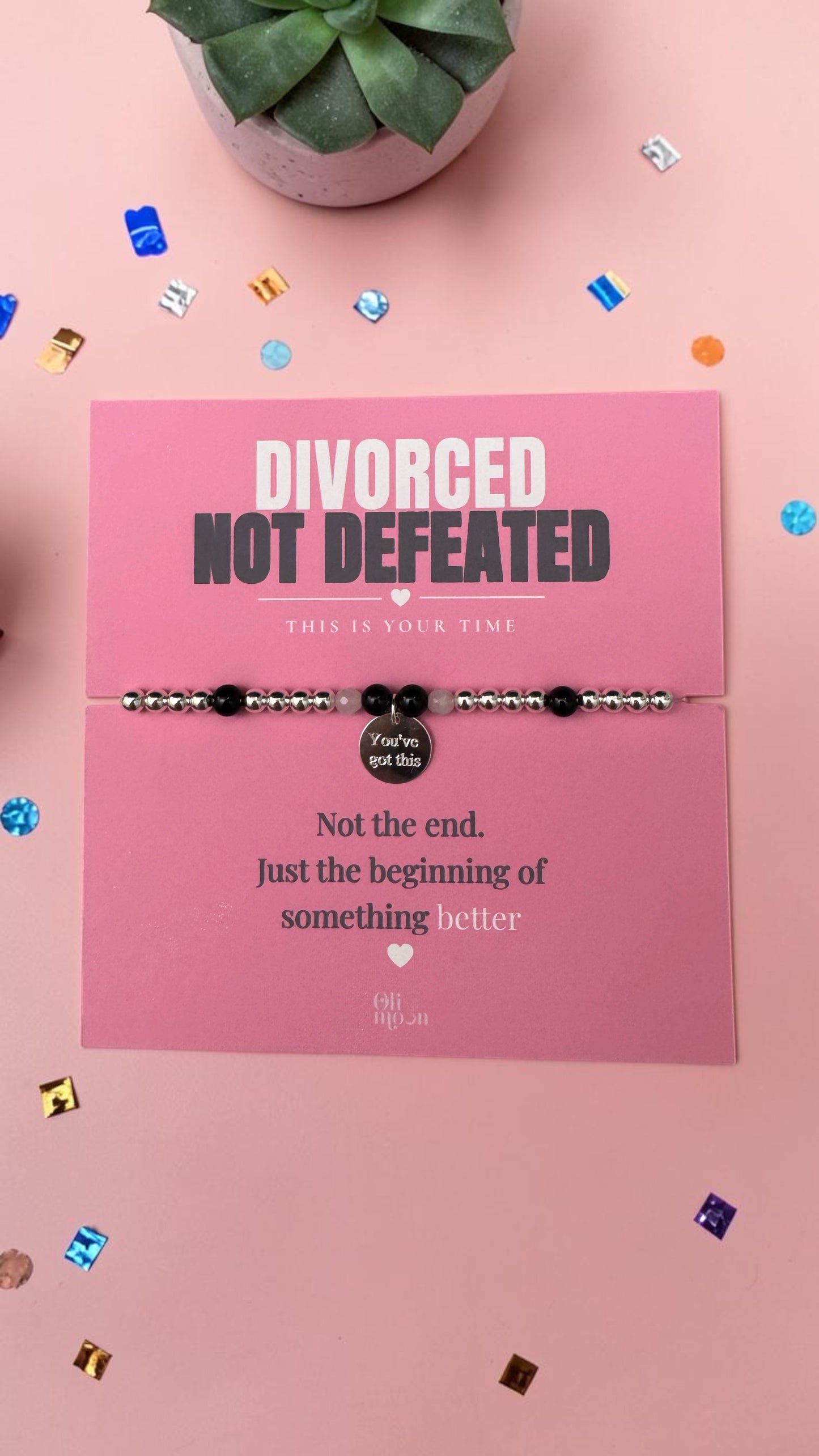 Personalised Divorce Bracelet | Divorced Not Defeated Gift | New Beginnings Bracelet | Divorce Gift for Her | Self Love Jewellery