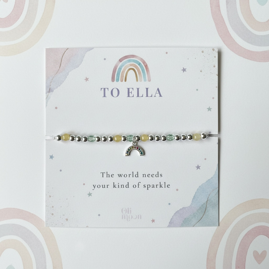 Personalised Rainbow Bracelet for Girls | Friendship Bracelet Gift | positive charm bracelet for daughter or friend | Custom  Jewellery