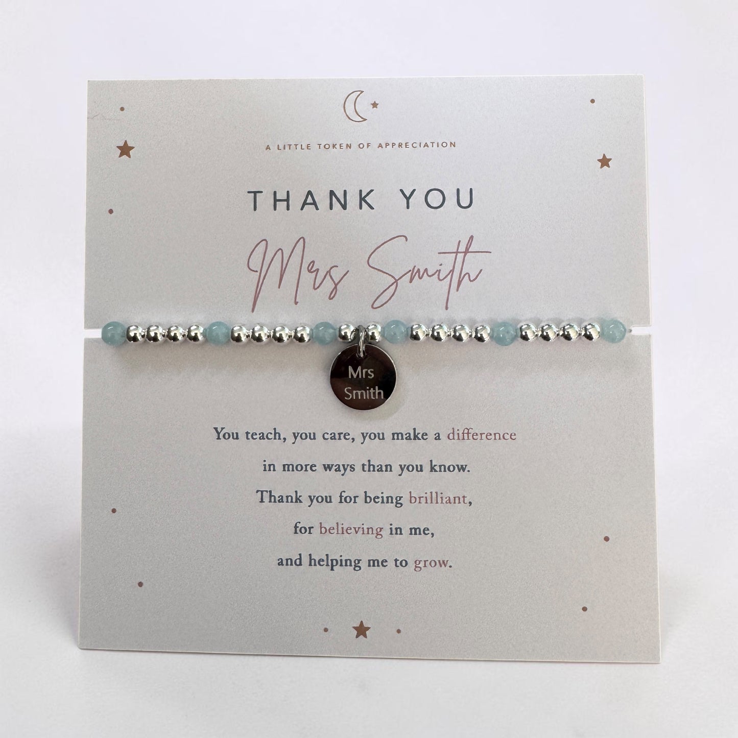 Personalised Teacher Bracelet Gift | End of year teacher gift | Thank You Teacher Gift | TA Teaching Assistant Nursery Teacher Present