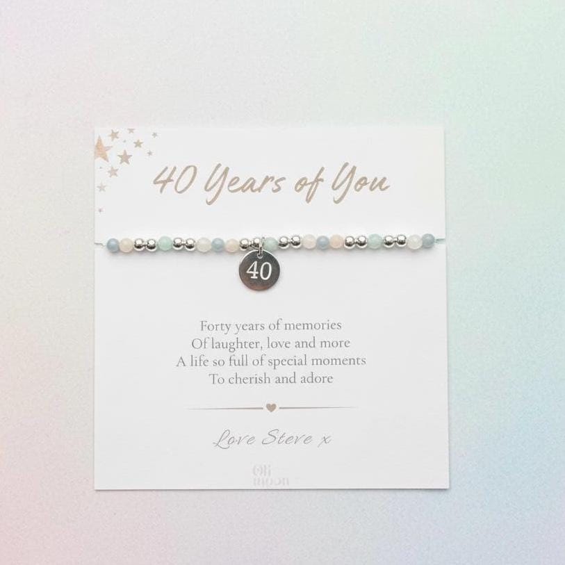 Personalised 40th Birthday Bracelet, 40th Birthday Gift for Her, Custom Name Charm, 40 Years of You Bracelet Present
