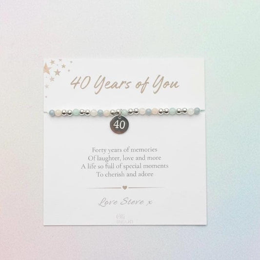 Personalised 40th Birthday Bracelet, 40th Birthday Gift for Her, Custom Name Charm, 40 Years of You Bracelet Present