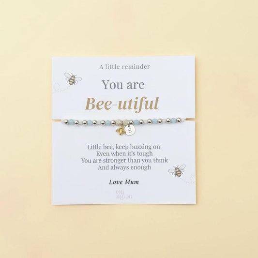 Bee-utiful Bracelet Gift, Personalised Initial Charm Bracelet, Encouragement Gift for Daughter, Mum to Daughter Gift, Thinking of You Gift