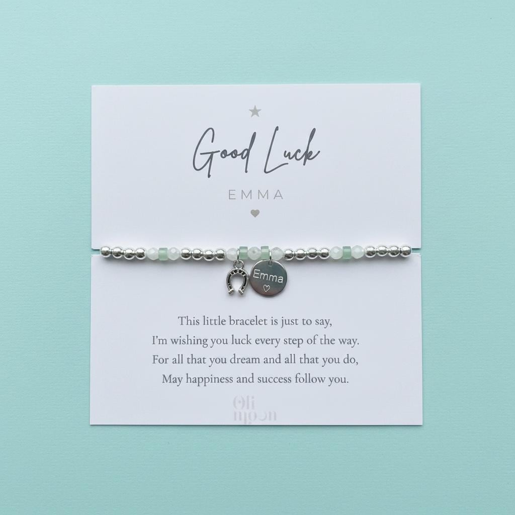 Personalised Good Luck Bracelet, Charm Friendship Bracelet, Lucky Gift for Her, Exam Gift GCSE A level, New Job Gift, Custom Jewellery UK
