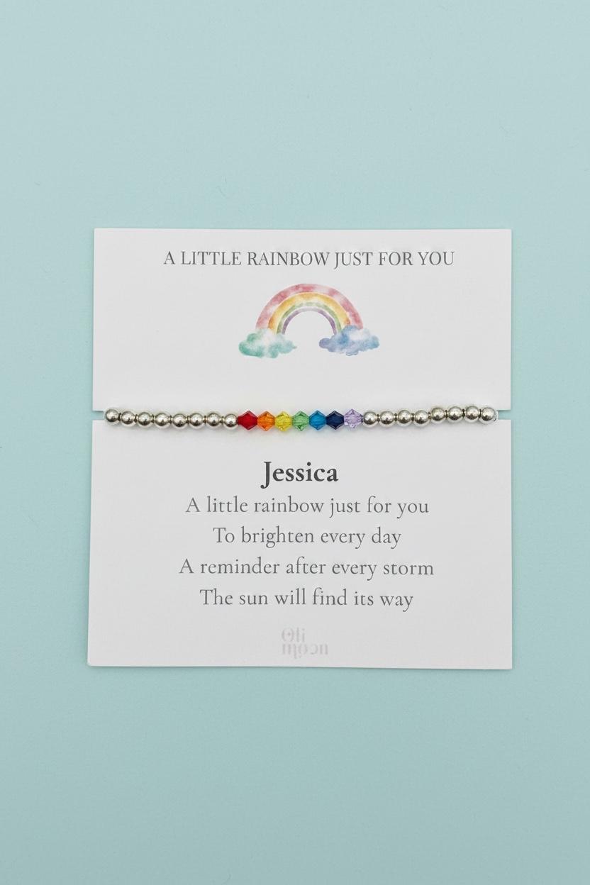 Personalised Rainbow Bracelet, Name Bracelet Gift, Thinking of You Gift, Friendship Bracelet, Get Well Soon Gift, Positive Gift Uk