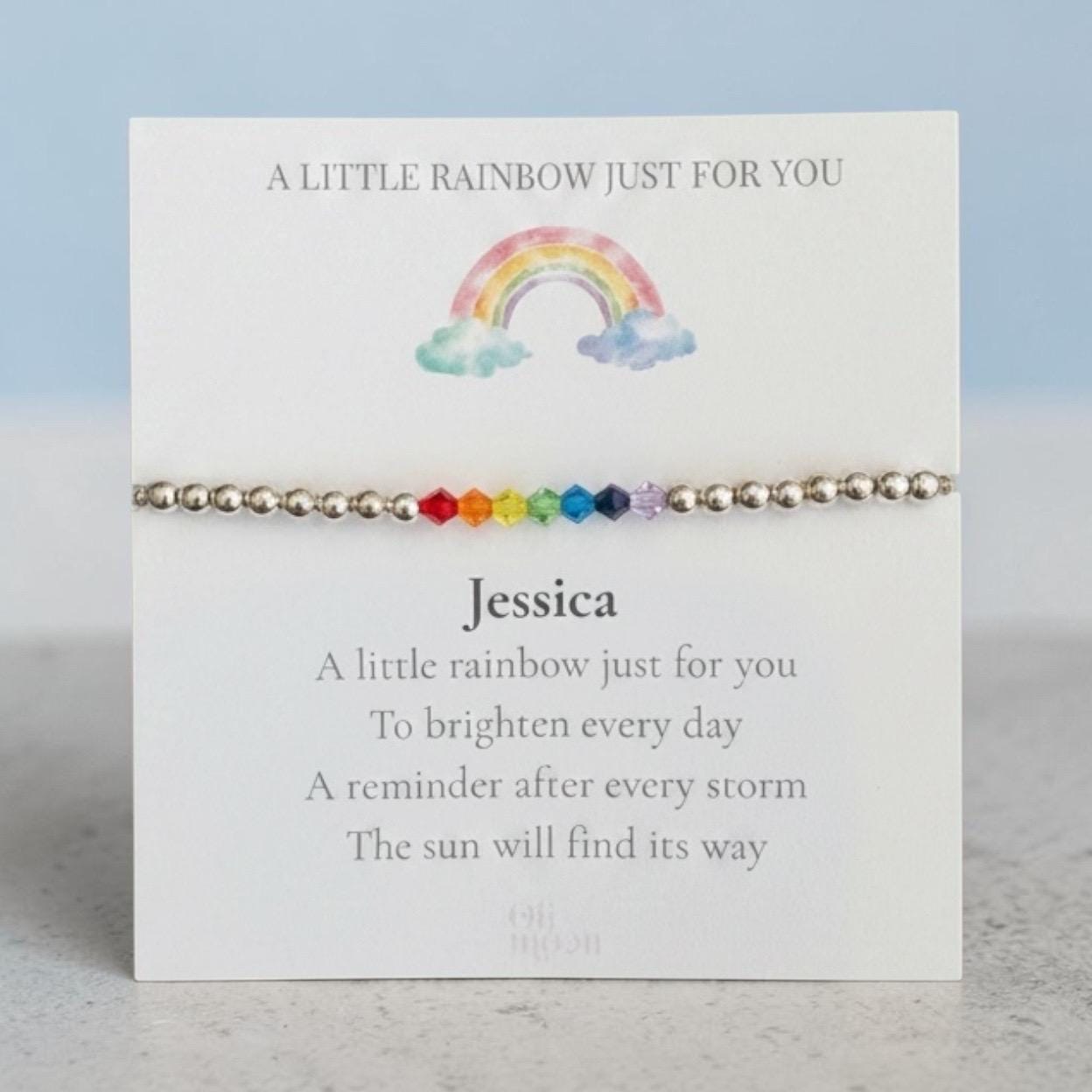 Personalised Rainbow Bracelet, Name Bracelet Gift, Thinking of You Gift, Friendship Bracelet, Get Well Soon Gift, Positive Gift Uk