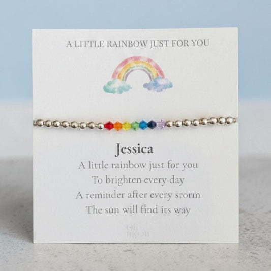 Personalised Rainbow Bracelet, Name Bracelet Gift, Thinking of You Gift, Friendship Bracelet, Get Well Soon Gift, Positive Gift Uk