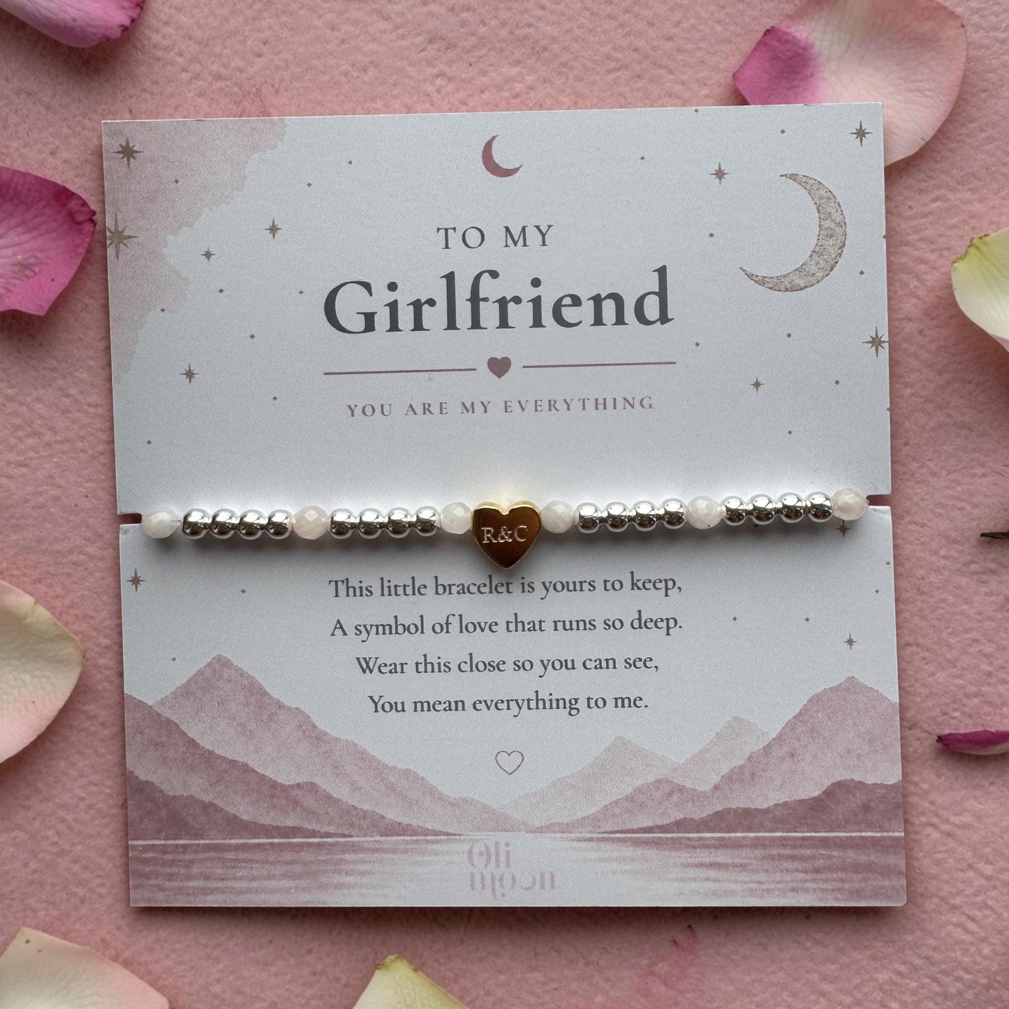 Personalised Girlfriend Bracelet, Initial Heart Bracelet, Anniversary Gift for Girlfriend, Birthday Gift for Her, Engraved Heart Bracelet