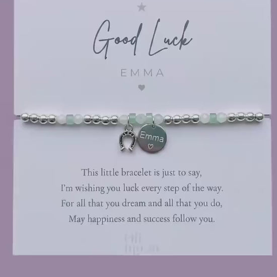Personalised Good Luck Bracelet, Charm Friendship Bracelet, Lucky Gift for Her, Exam Gift GCSE A level, New Job Gift, Custom Jewellery UK