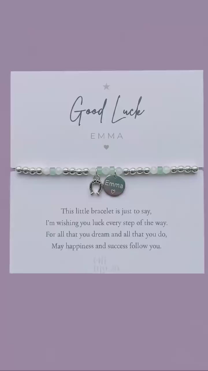 Personalised Good Luck Bracelet, Charm Friendship Bracelet, Lucky Gift for Her, Exam Gift GCSE A level, New Job Gift, Custom Jewellery UK
